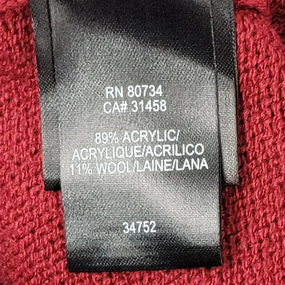 To The Max Wool-Blend Red V-Neck Cardigan Sweater Long Sleeve Size Medium - Picture 13 of 16